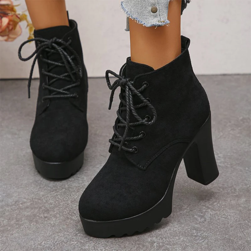 Sexy Women's Super High Heel Boots Platform Thick Heel Ankle Boots Women 2026 Spring Autumn Lace Up Faux Suede Booties Woman
Sexy Women's Super High Heel Boots Platform Thick Heel Ankle Boots Women 2026 Spring Autumn Lace Up Faux Suede Booties Woman