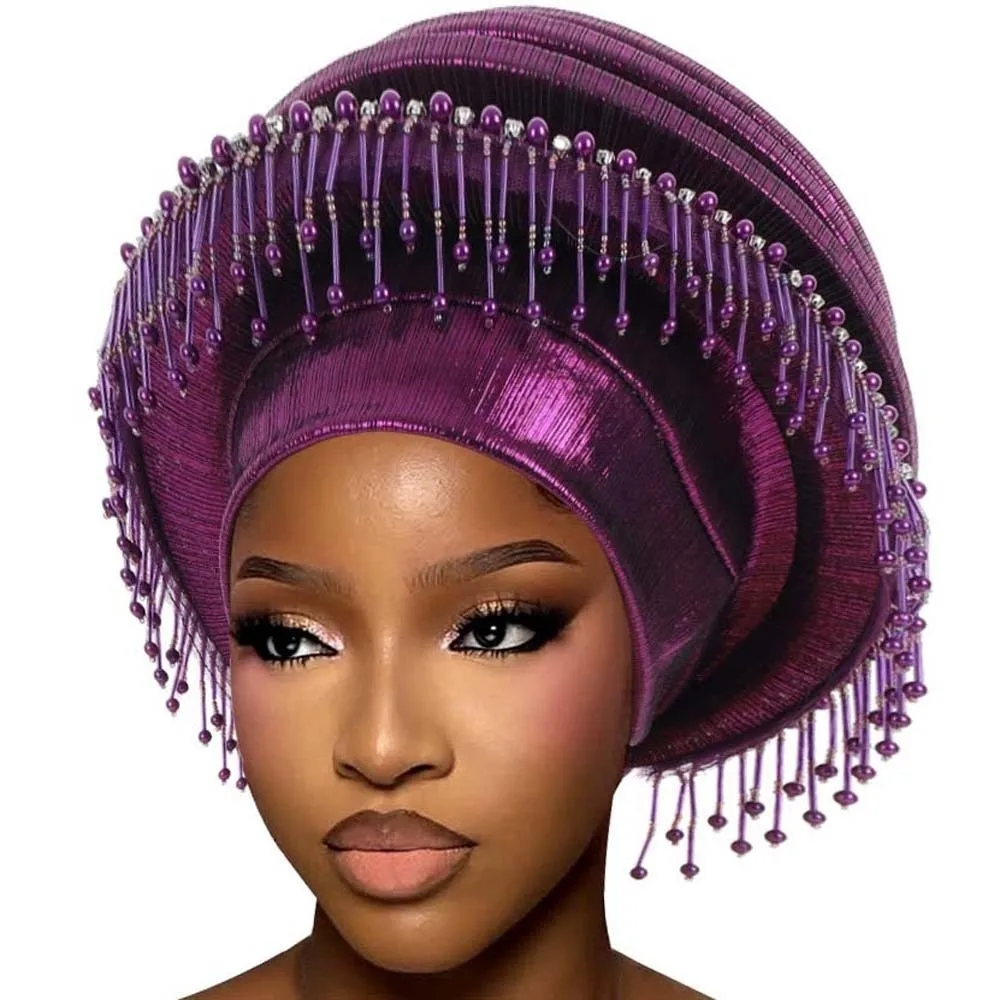 Ceremony Headpiece Structured Auto Gele Pre-tied Layered African Turban Elastic Metallic Beaded Headtie Cultural Event
Ceremony Headpiece Structured Auto Gele Pre-tied Layered African Turban Elastic Metallic Beaded Headtie Cultural Event