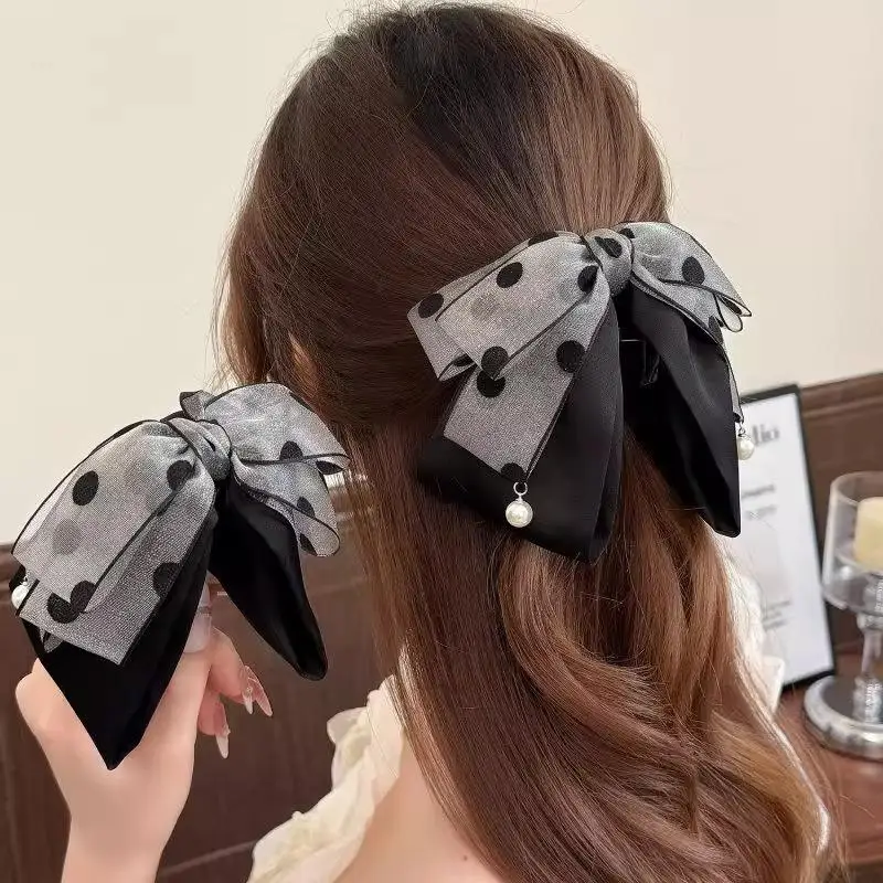 Elegant Gray Polka Dot Bow Hairpin For Women Girls High-end Temperament Ponytail Hair Claw Fashion Hair Accessories Gift
Elegant Gray Polka Dot Bow Hairpin For Women Girls High-end Temperament Ponytail Hair Claw Fashion Hair Accessories Gift