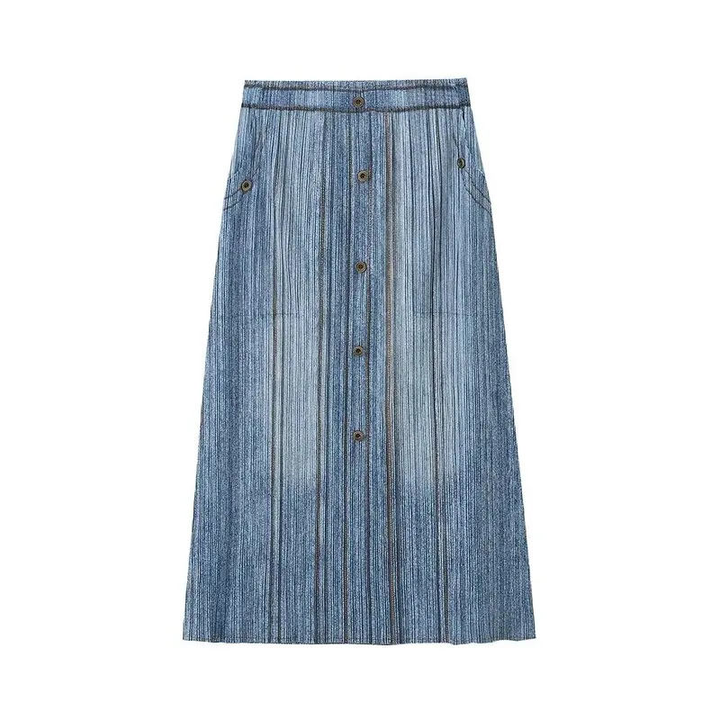 Autumn 2024 Women's Mid-Waist Versatile Commute Faux Denim Pleated Midi Skirt Faionable All-Match Sle l Waist
Autumn 2024 Women's Mid-Waist Versatile Commute Faux Denim Pleated Midi Skirt Faionable All-Match Sle l Waist