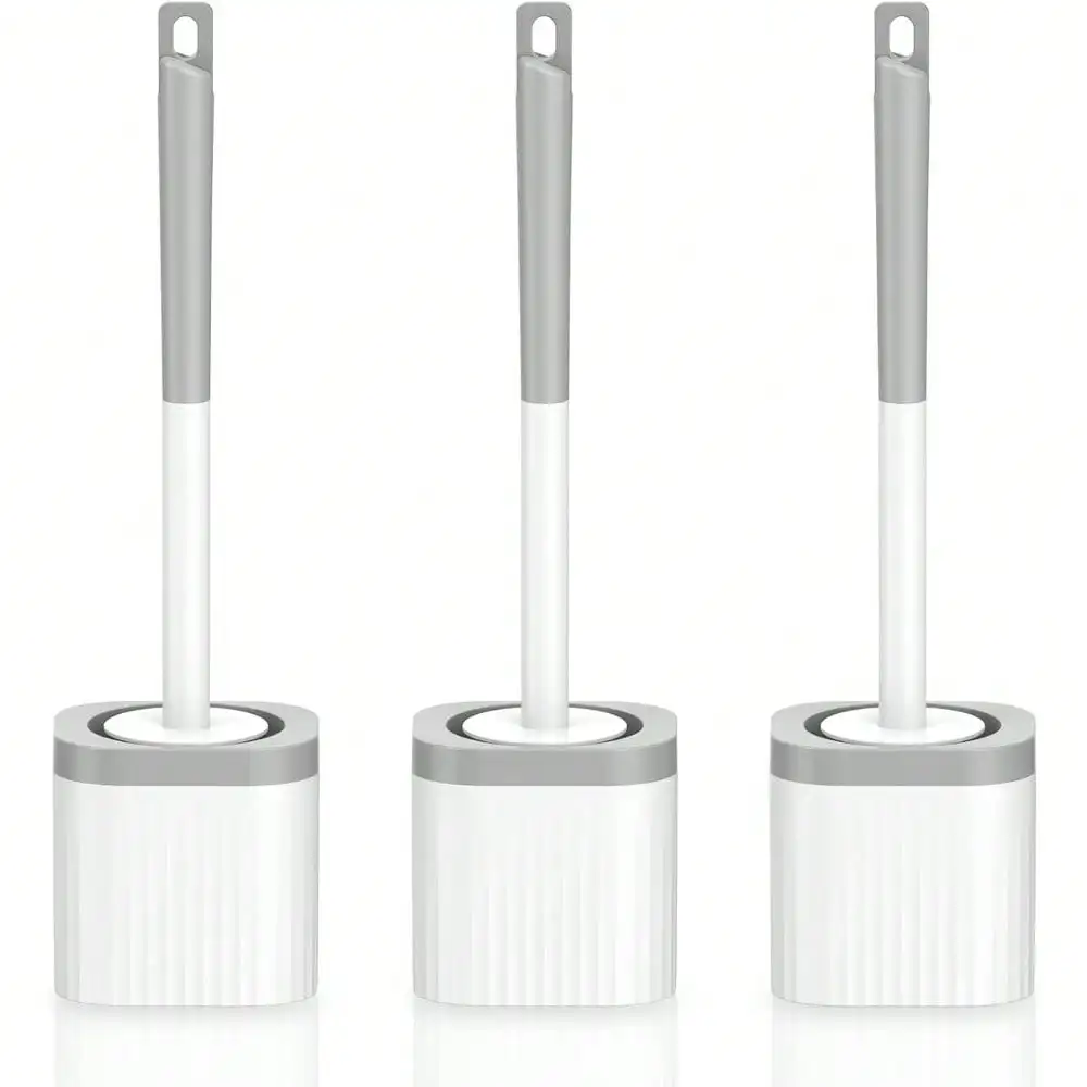 3-Pack Toilet Brush And Holder Set With Nylon Bristles, Compact Hidden Scrubber For Bathroom Cleaning (Grey And White)
3-Pack Toilet Brush And Holder Set With Nylon Bristles, Compact Hidden Scrubber For Bathroom Cleaning (Grey And White)