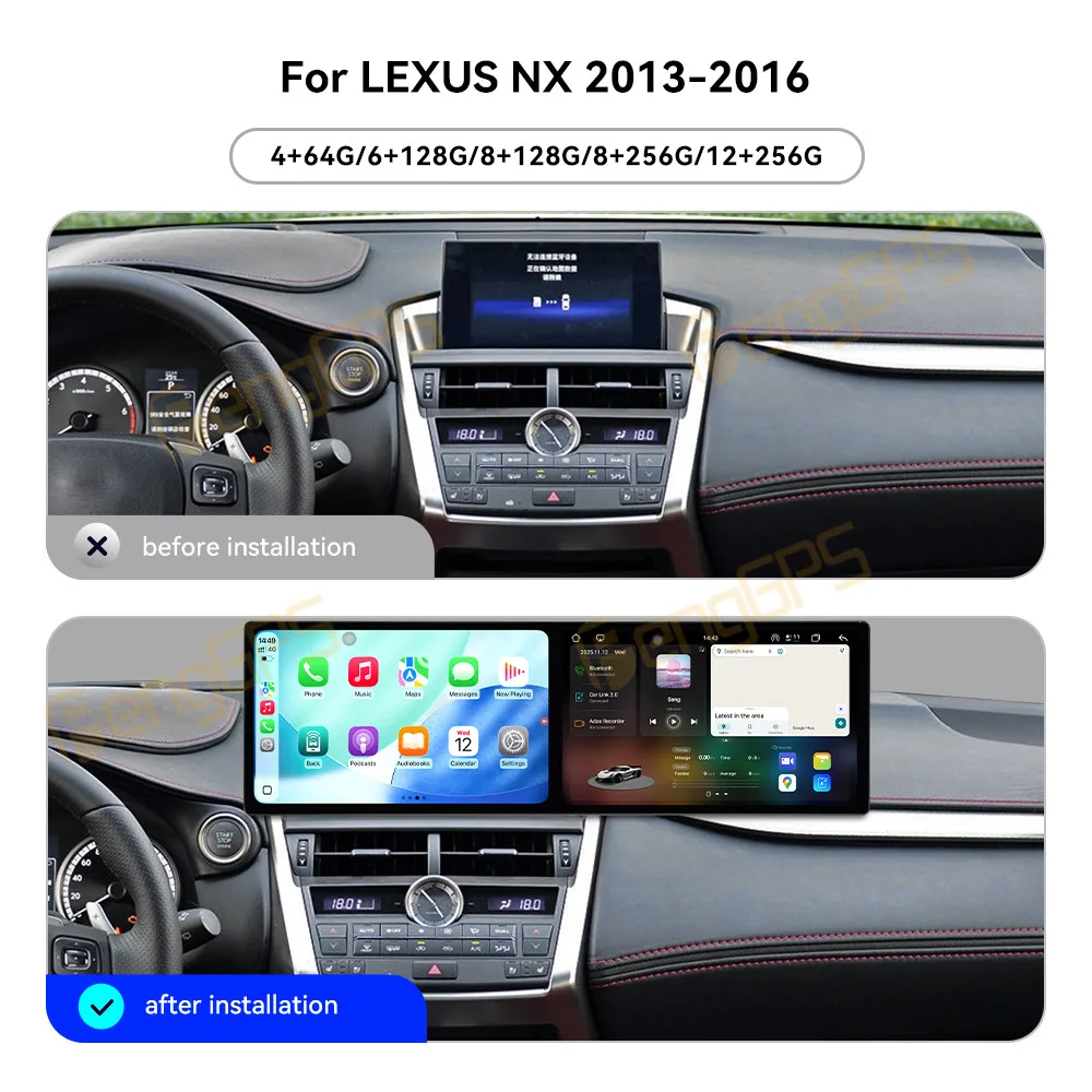 Автомобильный радиоприемник CarPlay с двойным экраном 10,1 дюйма для Lexus NX 2013-2016, мультимедийный плеер с сенсорным экраном, GPS-навигация, DSP Auto
Автомобильный радиоприемник CarPlay с двойным экраном 10,1 дюйма для Lexus NX 2013-2016, мультимедийный плеер с сенсорным экраном, GPS-навигация, DSP Auto
