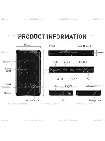 Pocket Mini Projector with Android 9.0, 2GB+32GB, Portable Cinema for Home Entertainment