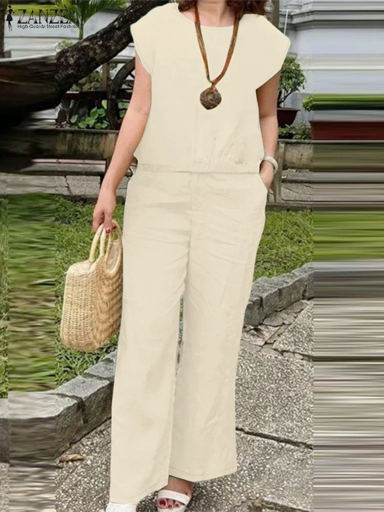 2025 ZANZEA Summer Trousers Suits Fashion Matching Sets Women Outfits Short Sleeve Blouse Work Pant Sets Solid Cotton Tracksuits
2025 ZANZEA Summer Trousers Suits Fashion Matching Sets Women Outfits Short Sleeve Blouse Work Pant Sets Solid Cotton Tracksuits