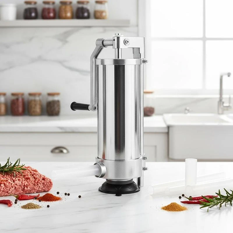 Sausage Stuffer, 5LBS/3L Capacity, 304 Stainless Steel Vertical Sausage Stuffer, Sausage Filling Machine with 3 Stuffing Tubes, Suction Base and Manual Crank for Household or Commercial Use
Sausage Stuffer, 5LBS/3L Capacity, 304 Stainless Steel Vertical Sausage Stuffer, Sausage Filling Machine with 3 Stuffing Tubes, Suction Base and Manual Crank for Household or Commercial Use