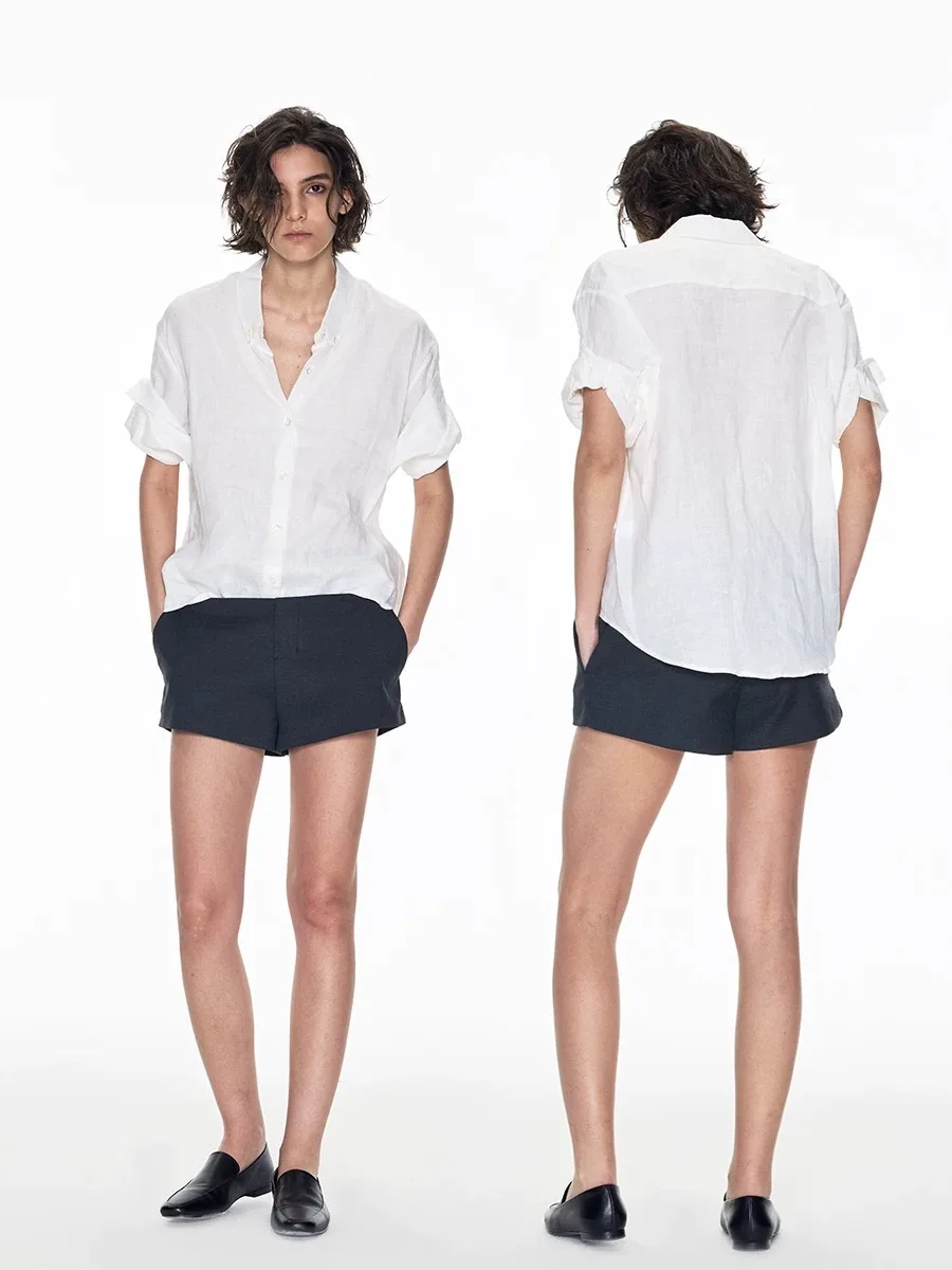 TheLike Original Heavyweight Handrolled Hem Linen ort Sve White irt Women Practical Commuter Korean Loose Fit Breathable
TheLike Original Heavyweight Handrolled Hem Linen ort Sve White irt Women Practical Commuter Korean Loose Fit Breathable