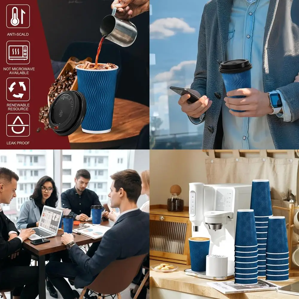 500 упаковок изолированных бумажных стаканчиков синего цвета с рябью на 16 унций с крышками для горячих напитков на ходу
500 упаковок изолированных бумажных стаканчиков синего цвета с рябью на 16 унций с крышками для горячих напитков на ходу