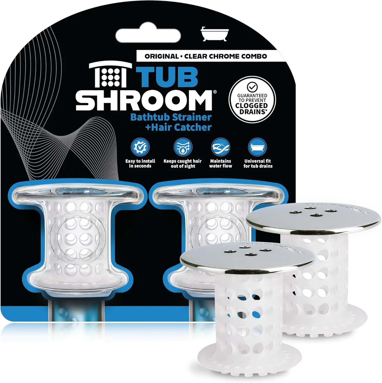 Bathtub Drain Protector Hair Catcher 2 Pack Chrome Fits 1.5"-1.75" Drains
Bathtub Drain Protector Hair Catcher 2 Pack Chrome Fits 1.5"-1.75" Drains