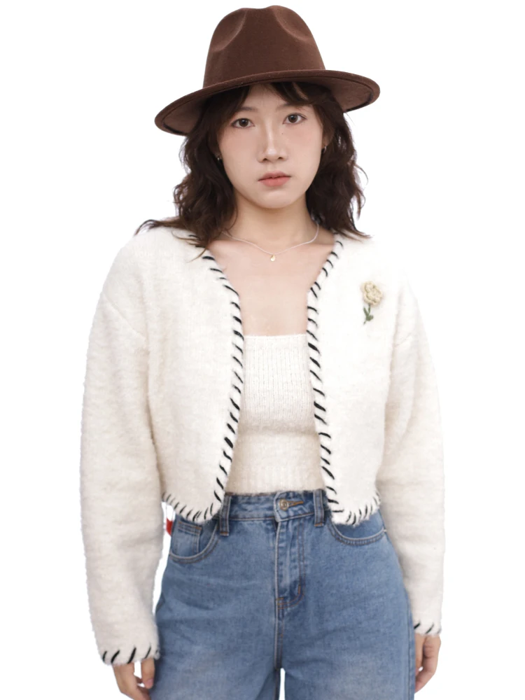 Ohmyloli Hand-Knitted V-Ne Sweater Vest Set Soft Furry Texture Long Sve ort Length Woolen Coat with Button Closure
Ohmyloli Hand-Knitted V-Ne Sweater Vest Set Soft Furry Texture Long Sve ort Length Woolen Coat with Button Closure