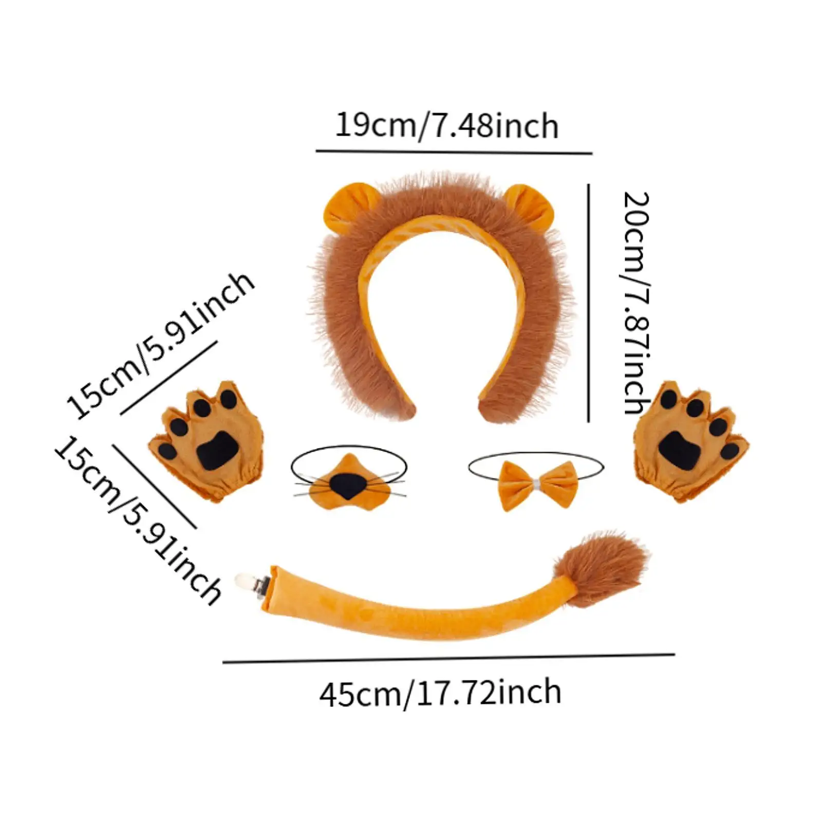 Lion Ears Noise Bow Tie Tail Palms Set Headwear Novelty Roles Playing for Movie Props Holidays Stage Performance Festivals Party
Lion Ears Noise Bow Tie Tail Palms Set Headwear Novelty Roles Playing for Movie Props Holidays Stage Performance Festivals Party