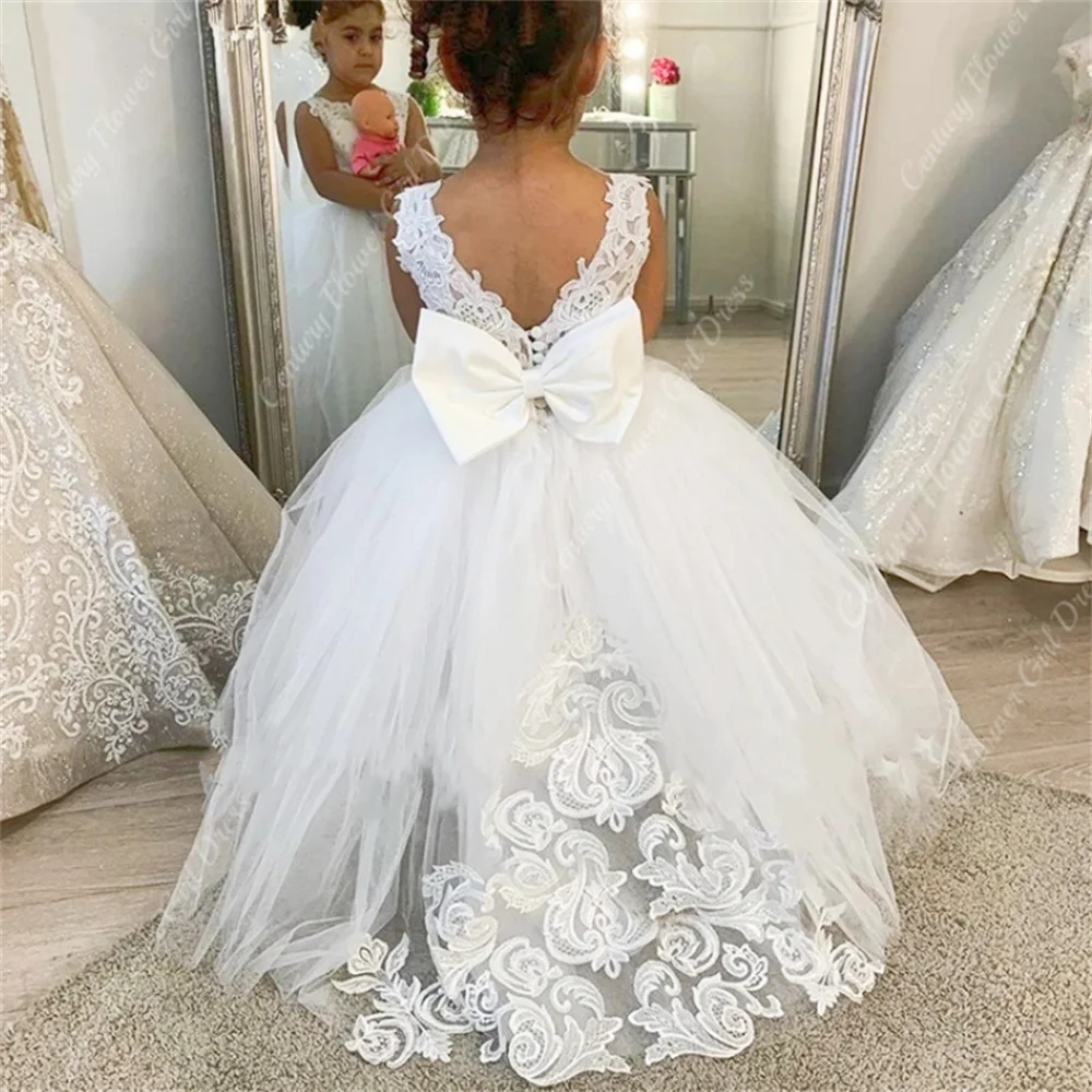 Century White Flower Girl Dresses Lace Appliques Baby Girls Party Dress Floor Length Princess Dress Bow First Communion
Century White Flower Girl Dresses Lace Appliques Baby Girls Party Dress Floor Length Princess Dress Bow First Communion