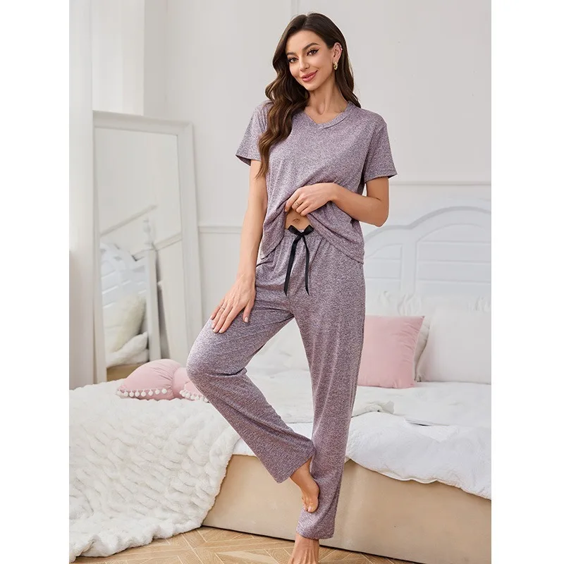 Женский пижамный комплект с v-образным вырезом, повседневная свободная одежда для дома, домашняя одежда, комплект из 2 шт., брюки с короткими рукавами, домашняя одежда, одежда для сна, ночное белье
Женский пижамный комплект с v-образным вырезом, повседневная свободная одежда для дома, домашняя одежда, комплект из 2 шт., брюки с короткими рукавами, домашняя одежда, одежда для сна, ночное белье