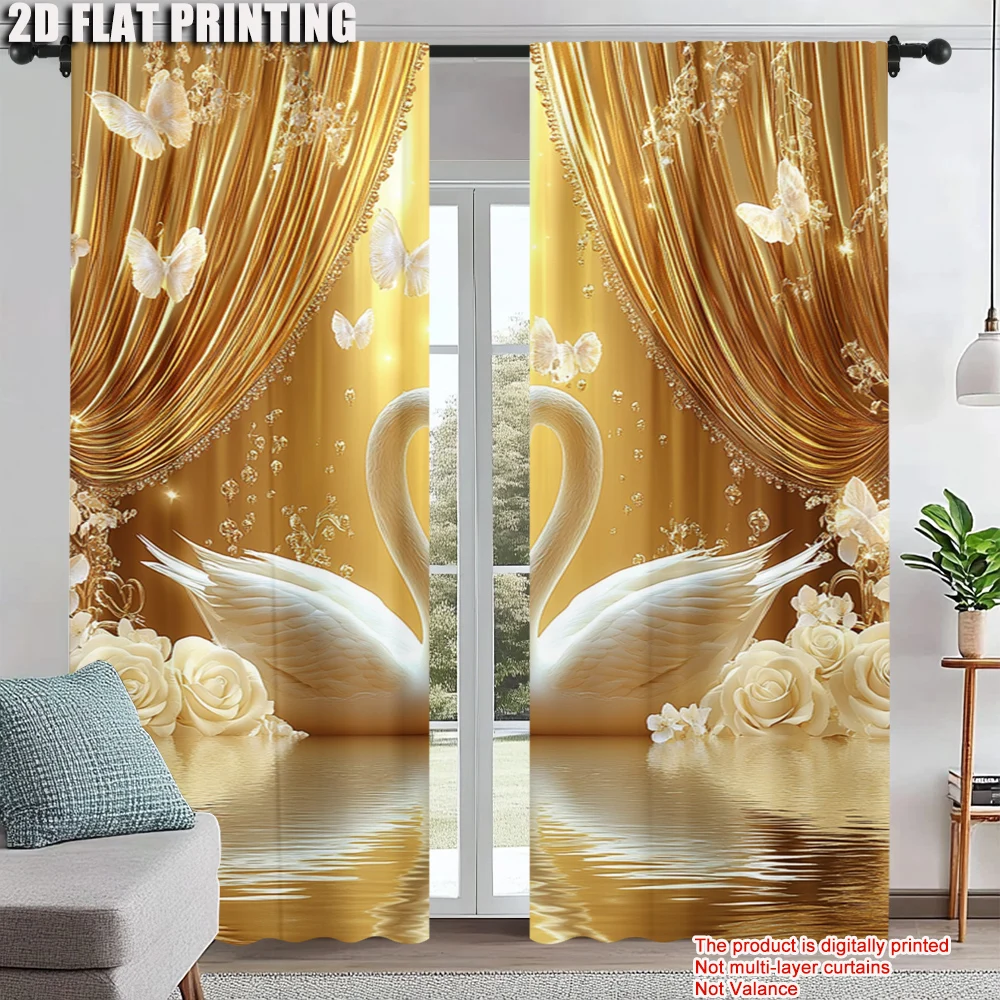 2Pcs Classic Swan And Floral Print Window Curtains Machine Washable Polyester Material Rod Pocket Design Suitable For Bedroom
2Pcs Classic Swan And Floral Print Window Curtains Machine Washable Polyester Material Rod Pocket Design Suitable For Bedroom
