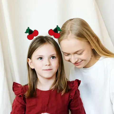 Cute Fruit Headband Realistic Cherry Design Comfortable Elastic Photo Prop Party Costume Hair Accessories Women