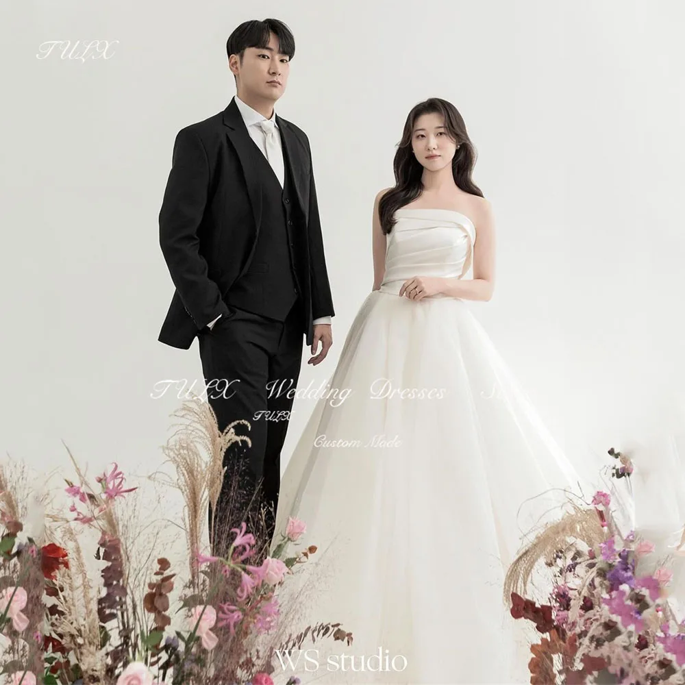 TULX Elegant Ivory Strapless Satin Korea Wedding Photo Shoot Dress Tulle Floor Lengt Bridal Gowns Corset 웨딩드레스 Customized 2025
TULX Elegant Ivory Strapless Satin Korea Wedding Photo Shoot Dress Tulle Floor Lengt Bridal Gowns Corset 웨딩드레스 Customized 2025