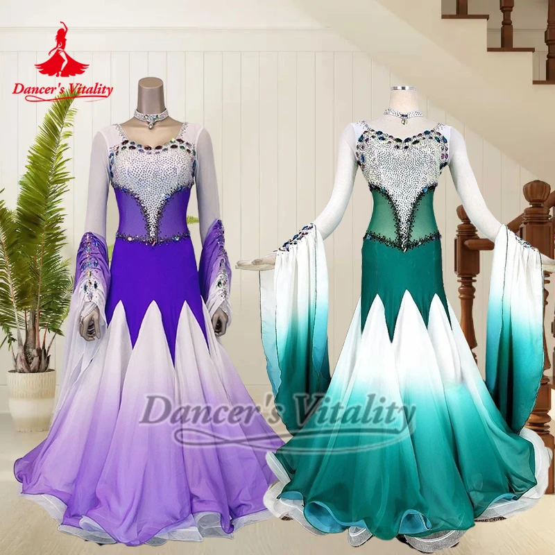 Blackpool Dance Festival Adult Waltz Contest Clothing Female Gradient Color Ballroom Dance Dresses Customized Dancer's Vitality
Blackpool Dance Festival Adult Waltz Contest Clothing Female Gradient Color Ballroom Dance Dresses Customized Dancer's Vitality