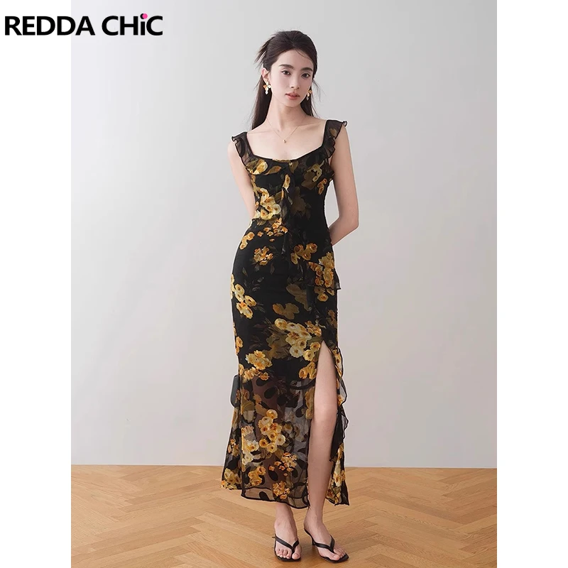 REDDACHiC Summer Boho Maxi Long Dress Women Chiffon Floral Square Neck Camisole Ruffled Split Mermaid Sundress Summer Clothes
REDDACHiC Summer Boho Maxi Long Dress Women Chiffon Floral Square Neck Camisole Ruffled Split Mermaid Sundress Summer Clothes