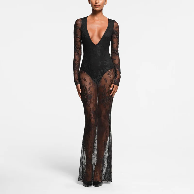 Black Lace Patchwork Maxi Dress for Women Sexy See Through Slim Party Dresses Autumn Winter Long Sleeve Club Outfits 2024
Black Lace Patchwork Maxi Dress for Women Sexy See Through Slim Party Dresses Autumn Winter Long Sleeve Club Outfits 2024