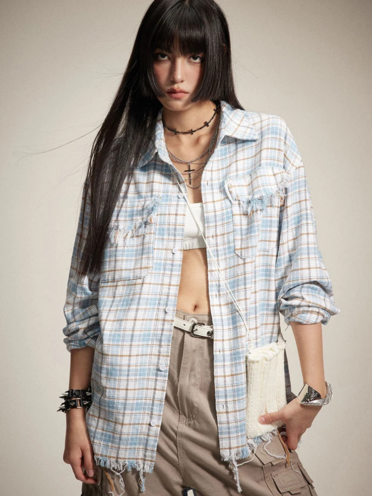 Jmprs Streetwear Tassel Plaid Shirts Women Loose Long Sleeve Amercian Y2K Blouse Vintage Casual Bf Harajuku All Match Tops New
Jmprs Streetwear Tassel Plaid Shirts Women Loose Long Sleeve Amercian Y2K Blouse Vintage Casual Bf Harajuku All Match Tops New
