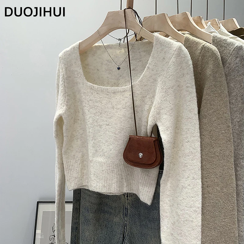 DUOJIHUI Autumn Chic Neck Soft Knitting Women Pullovers New Basic Solid Color Fashion Long Sleeve Simple Casual Female Pullovers
DUOJIHUI Autumn Chic Neck Soft Knitting Women Pullovers New Basic Solid Color Fashion Long Sleeve Simple Casual Female Pullovers