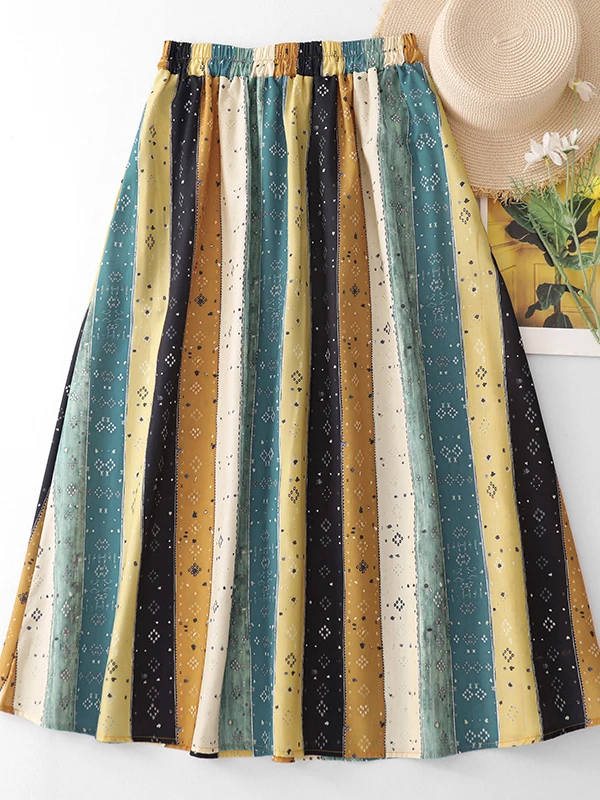 Stripe Print A-Line Skirt Women's High Waist Loose Fit Fashionable Dopaamine Style Commute Friendly Cotton Skirt
Stripe Print A-Line Skirt Women's High Waist Loose Fit Fashionable Dopaamine Style Commute Friendly Cotton Skirt