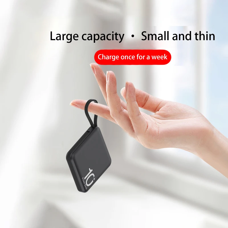 10000 mAh Large Capacity Mini Power Bank With two Cables For Type-C Lightning Ultra-thin Portable Power Bank For Huawei iPhone
10000 mAh Large Capacity Mini Power Bank With two Cables For Type-C Lightning Ultra-thin Portable Power Bank For Huawei iPhone