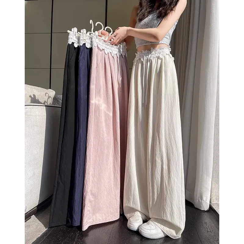 Small Lace Stitching Ice Silk Wide-Leg Pants Women's Spring and Summer2025New High Waist Loose Drooping Lazy Yamamoto Pants
Small Lace Stitching Ice Silk Wide-Leg Pants Women's Spring and Summer2025New High Waist Loose Drooping Lazy Yamamoto Pants