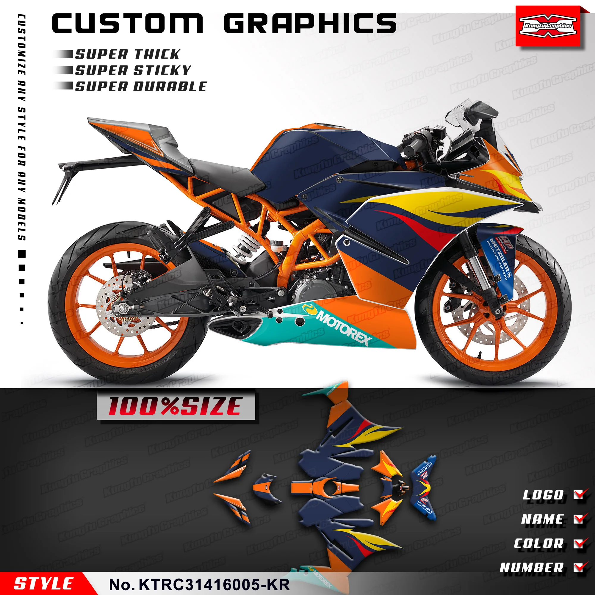 KUNGFU GRAPHICS Team Stickers Vinyl Decal Kit for KTM RC 390 125 200 250 2014 2015 2016 Grey, KTRC31416005-KR
KUNGFU GRAPHICS Team Stickers Vinyl Decal Kit for KTM RC 390 125 200 250 2014 2015 2016 Grey, KTRC31416005-KR