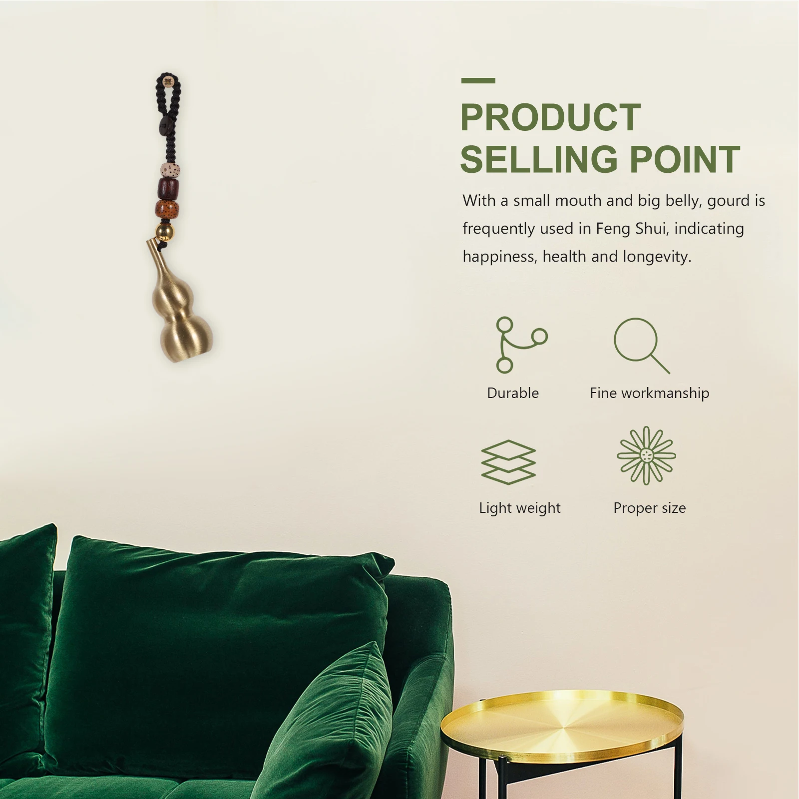 Fashion Gourd Brass Elbow Gourd Home Hanging Car Key Pendant Pendant with Rope - Size Small Solid Brushed (Golden)
Fashion Gourd Brass Elbow Gourd Home Hanging Car Key Pendant Pendant with Rope - Size Small Solid Brushed (Golden)