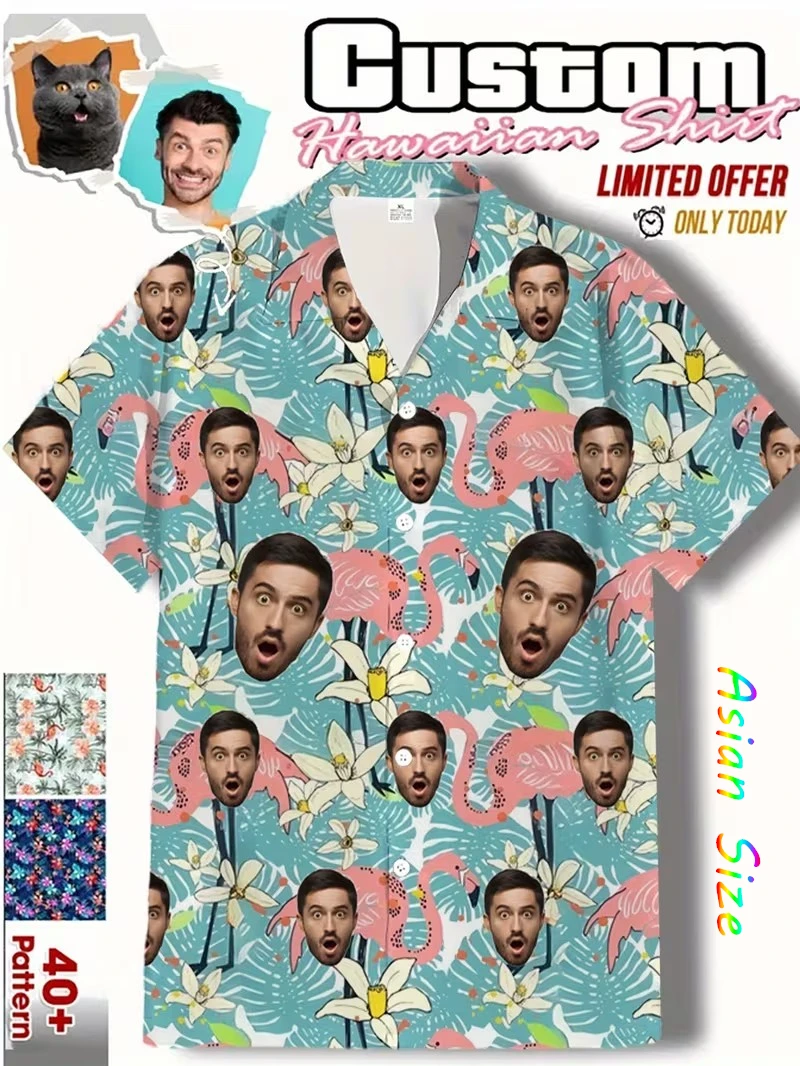 Гавайская рубашка на заказ Happy Holiday Diy Face Photo, мужская одежда, пляжные рубашки на пуговицах с короткими рукавами, тропические блузки, топы Y2k
Гавайская рубашка на заказ Happy Holiday Diy Face Photo, мужская одежда, пляжные рубашки на пуговицах с короткими рукавами, тропические блузки, топы Y2k