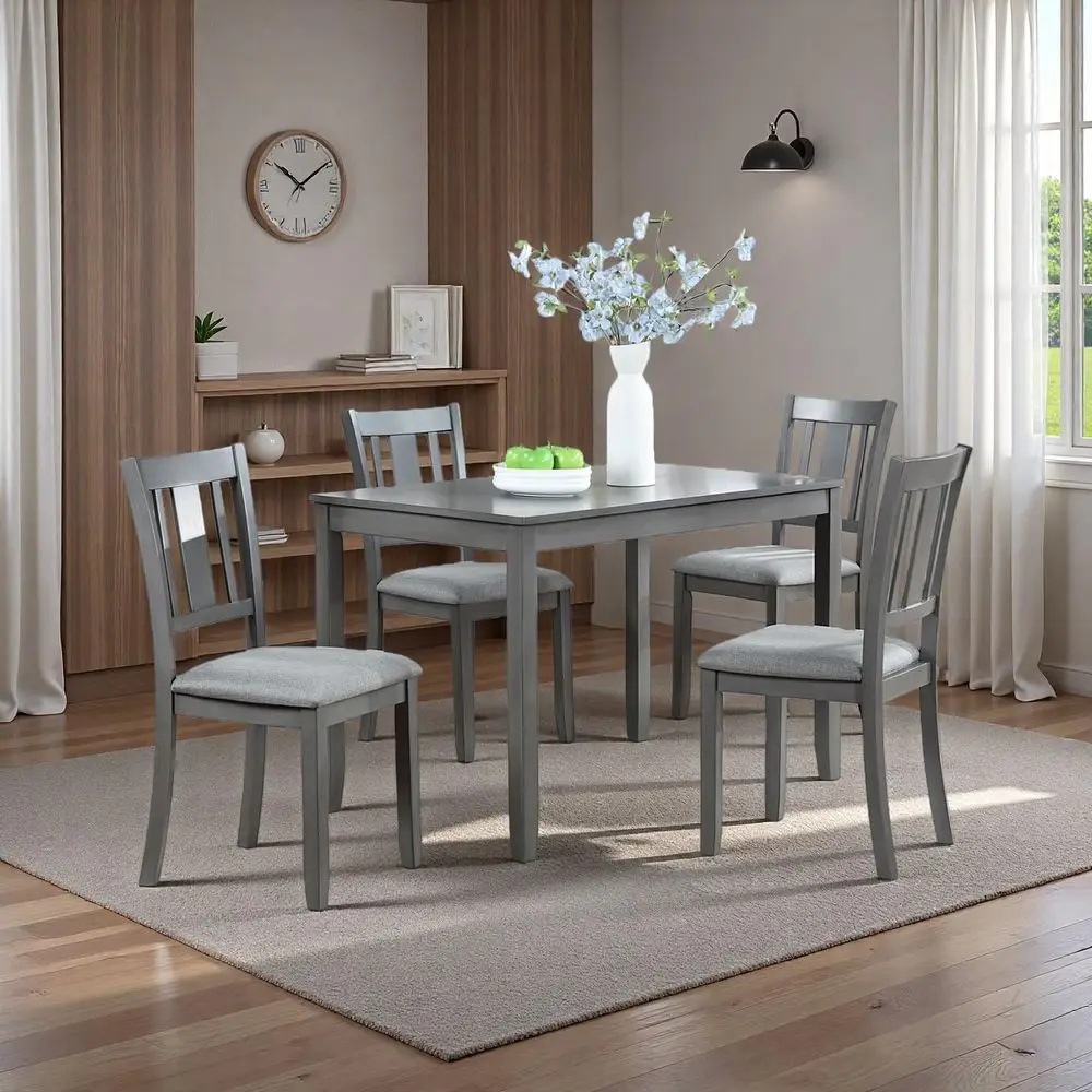 Elegant Grey 5-Piece Solid Wood Dining Set with Upholstered Chairs for Kitchen or Living Room
Elegant Grey 5-Piece Solid Wood Dining Set with Upholstered Chairs for Kitchen or Living Room