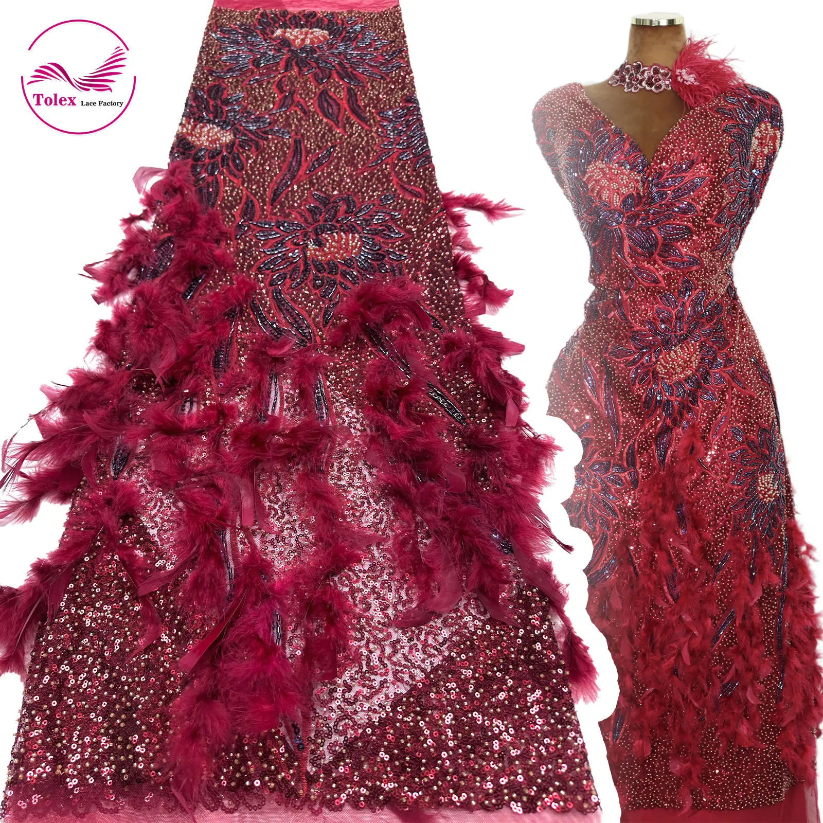 Nigerian 3D Feather Embroidery Lace Fabric African Lace Fabric French Beaded Sequins Lace Fabric Sewing Women Wedding Dress
Nigerian 3D Feather Embroidery Lace Fabric African Lace Fabric French Beaded Sequins Lace Fabric Sewing Women Wedding Dress