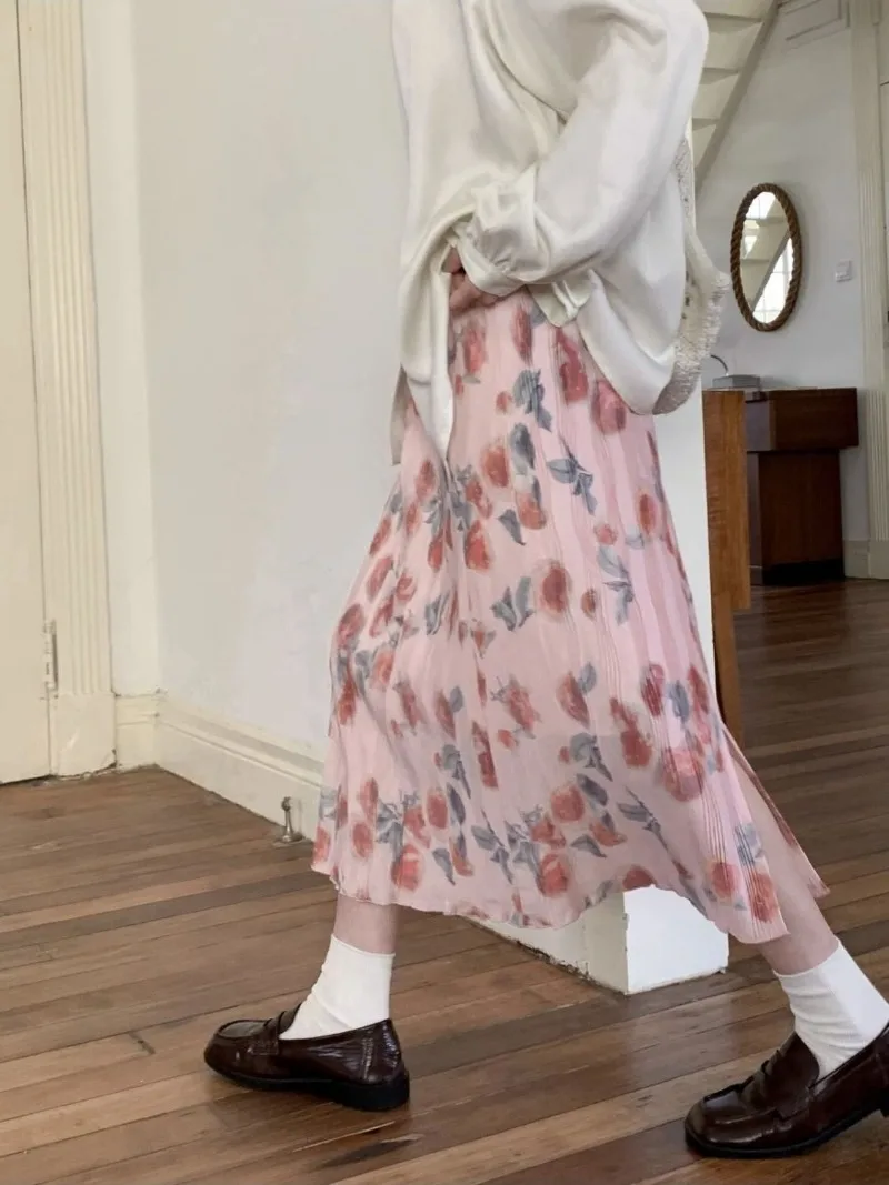 Sweet Pink Print Pleated Skirts Y2k Elastic Waist A-line Skirt for Women Spring Autumn New Mid-length Loose Faldas Mujer
Sweet Pink Print Pleated Skirts Y2k Elastic Waist A-line Skirt for Women Spring Autumn New Mid-length Loose Faldas Mujer