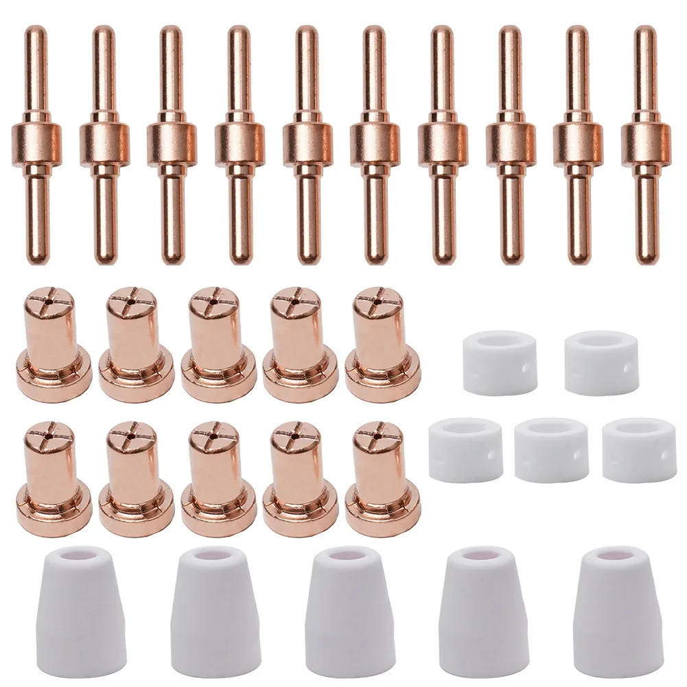 30 Pcs Plasma Cutter Torch Consumables Set for CUT40 LGK40 For PT31 Nozzles Electrodes Shield Cups & Swirl Rings
30 Pcs Plasma Cutter Torch Consumables Set for CUT40 LGK40 For PT31 Nozzles Electrodes Shield Cups & Swirl Rings