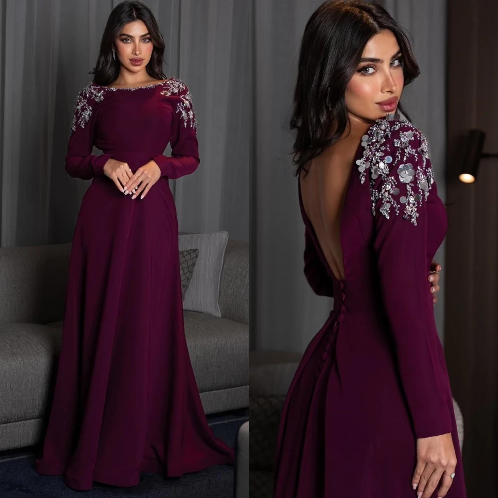 Customized Elegant Jersey Evening Dress Exquisite Boat Neck Prom Dresses Modern Long Sleeves Appliques Special Occasion Gowns
Customized Elegant Jersey Evening Dress Exquisite Boat Neck Prom Dresses Modern Long Sleeves Appliques Special Occasion Gowns