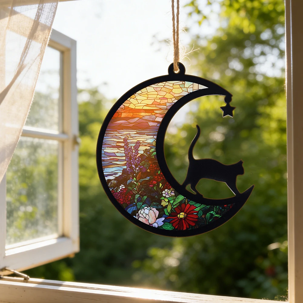 1 PC 2D Black Cat Dog Curved Moon Acrylic Decorative hanging ornament Bohemian Style Moonlight Cat Pendant for Home Decoration
1 PC 2D Black Cat Dog Curved Moon Acrylic Decorative hanging ornament Bohemian Style Moonlight Cat Pendant for Home Decoration