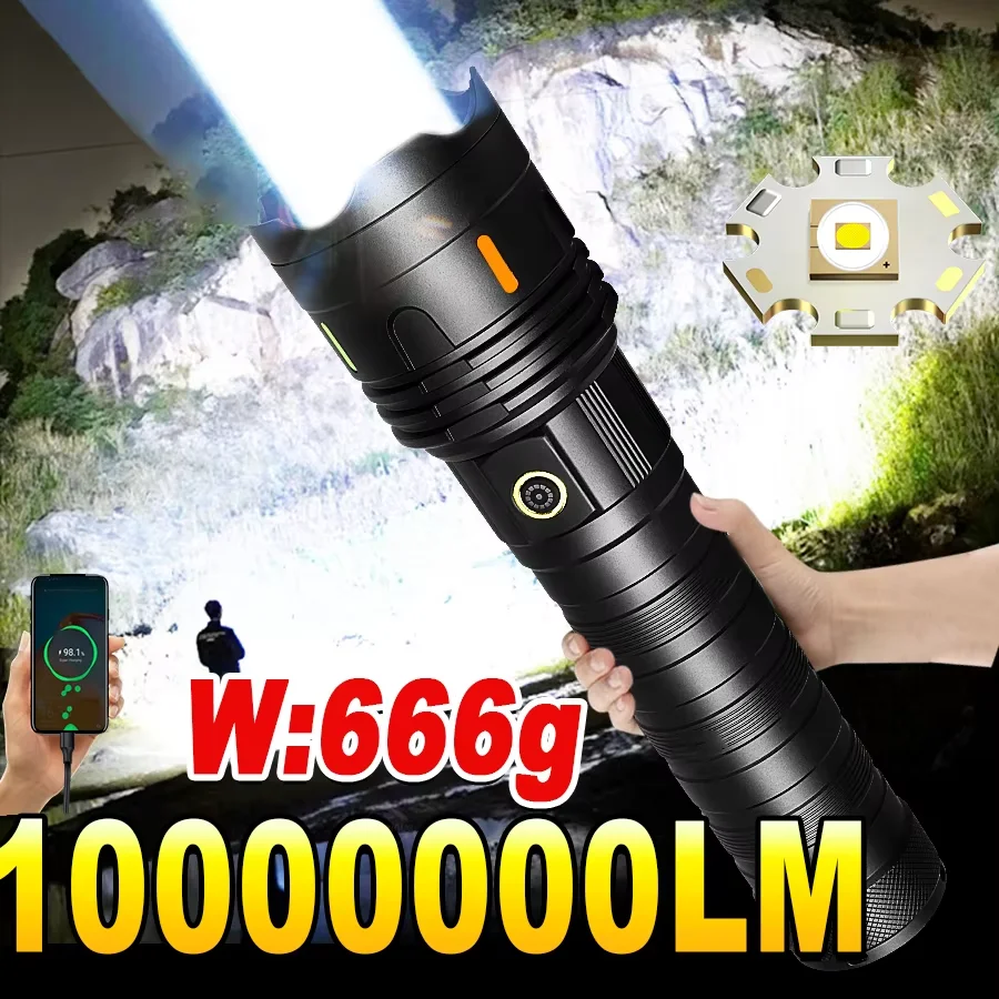 High Power 10000000LM Flashlight LED Rechargeable Strong Light Super Bright Lamp Military Tactical Lantern Camp Outdoor Torch
High Power 10000000LM Flashlight LED Rechargeable Strong Light Super Bright Lamp Military Tactical Lantern Camp Outdoor Torch