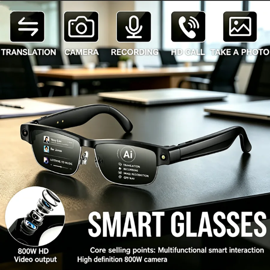 2026 New 800W Camera 1200P anti-shake HD Video Al Smart Glasses Recording Translation Voice Assistant Music BT Call SmartGlasses
2026 New 800W Camera 1200P anti-shake HD Video Al Smart Glasses Recording Translation Voice Assistant Music BT Call SmartGlasses