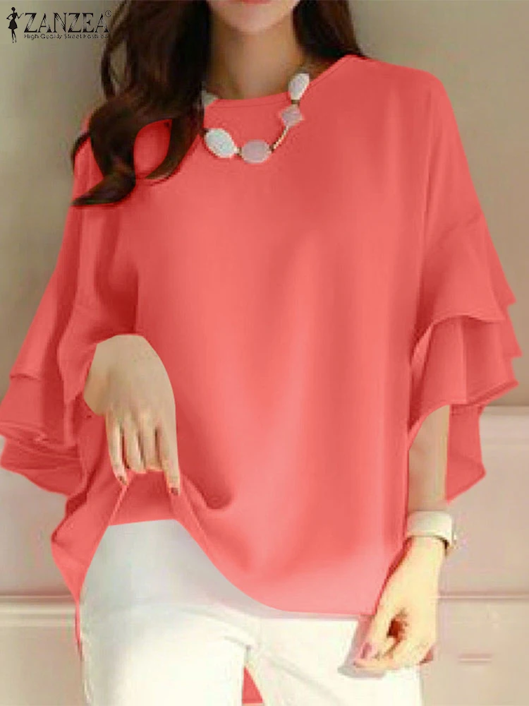ZANZEA Fashion Women Ruffled Blouse 2025 Summer Flare Sleeve Casual Tops Loose Shirts Solid Color Elegant OL Blusas Femininas
ZANZEA Fashion Women Ruffled Blouse 2025 Summer Flare Sleeve Casual Tops Loose Shirts Solid Color Elegant OL Blusas Femininas