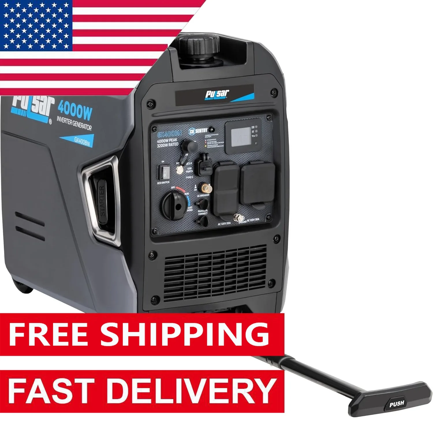 Products GX400BN, 4000W Portable Ultra-Quiet Dual Fuel & Parallel Capability, RV-Ready, Handle & Wheels
Products GX400BN, 4000W Portable Ultra-Quiet Dual Fuel & Parallel Capability, RV-Ready, Handle & Wheels 