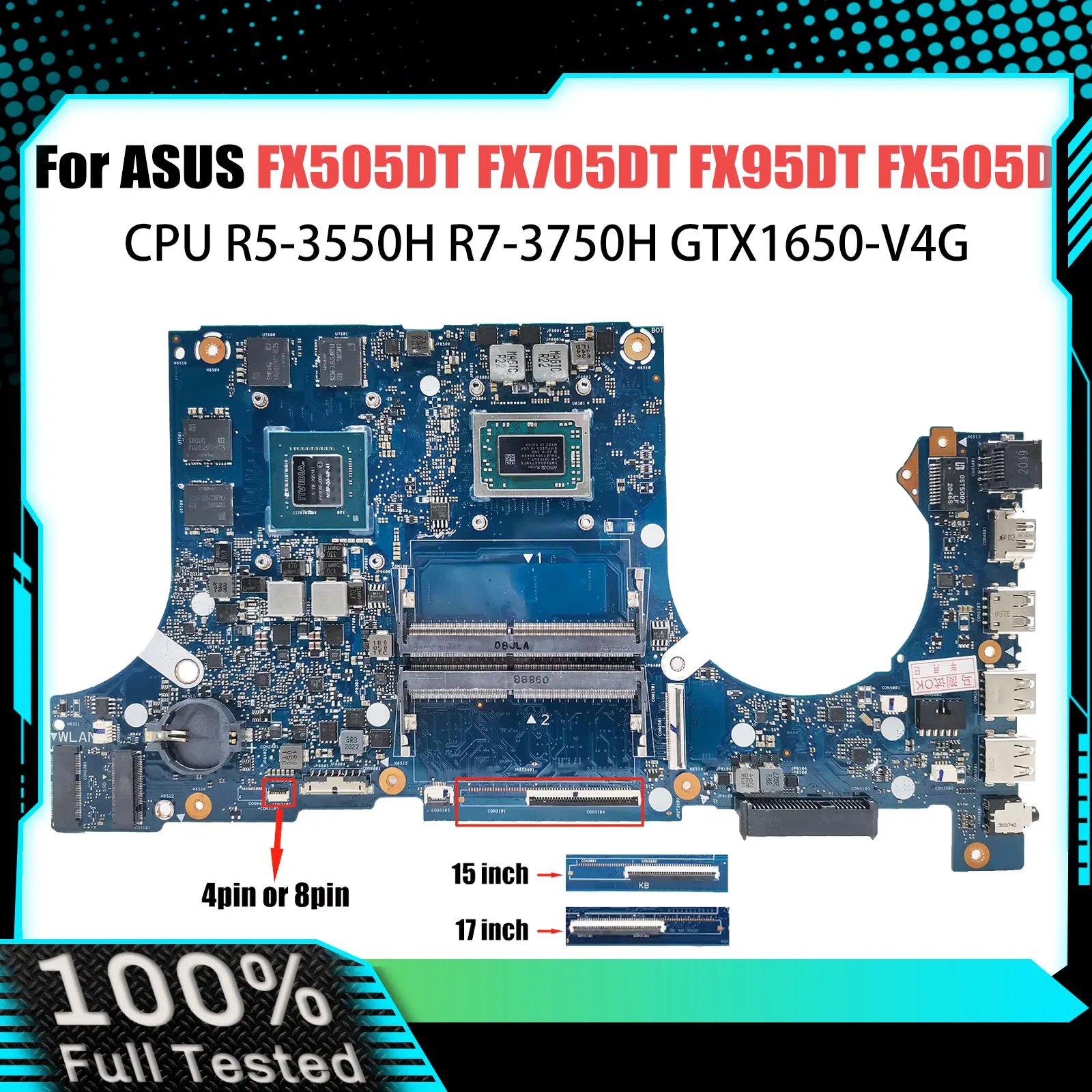For ASUS FX505DT FX95DT FX705DD FX705DT TUF Gaming FX95D FX505DV FX505DY FX505GE FX505GM FX505GD Motherboard FX505DD Mainboard
For ASUS FX505DT FX95DT FX705DD FX705DT TUF Gaming FX95D FX505DV FX505DY FX505GE FX505GM FX505GD Motherboard FX505DD Mainboard
