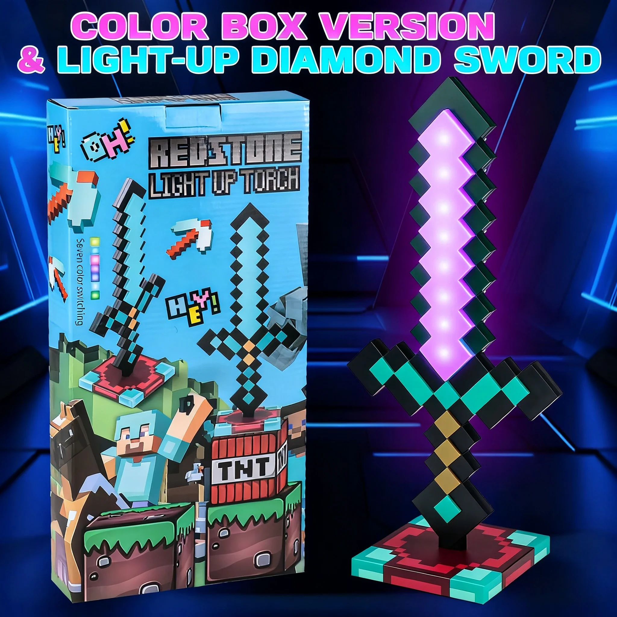 Ночник Minecraft Sword RGB, 3D-лампа для игрового стола с изменением цвета, модель игровой периферии, украшение, подарки для мальчиков-фанатов
Ночник Minecraft Sword RGB, 3D-лампа для игрового стола с изменением цвета, модель игровой периферии, украшение, подарки для мальчиков-фанатов