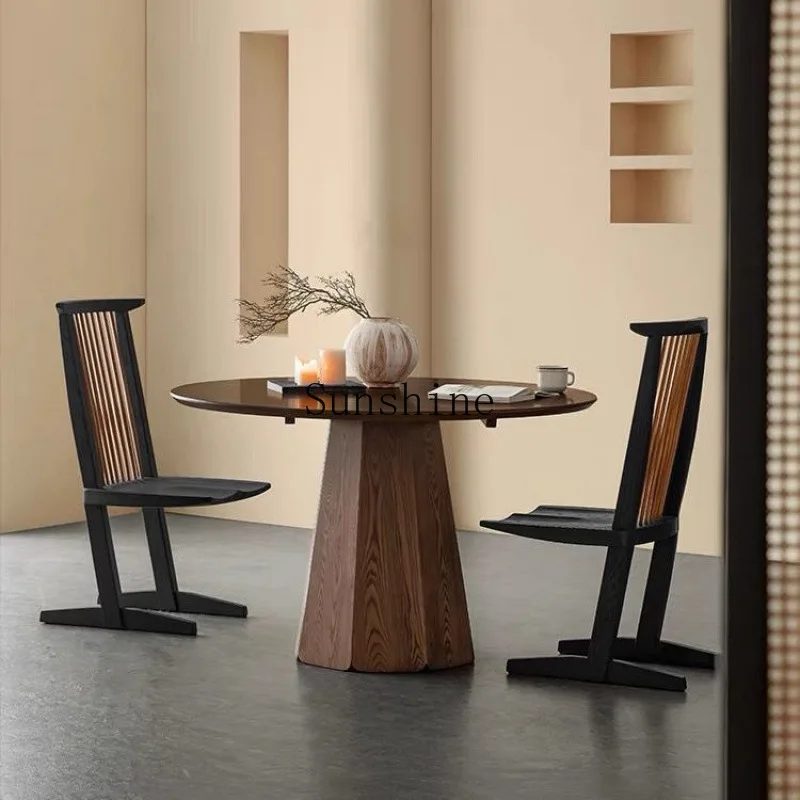 Simple modern solid wood conference table black minimalist round home coffee table
Simple modern solid wood conference table black minimalist round home coffee table