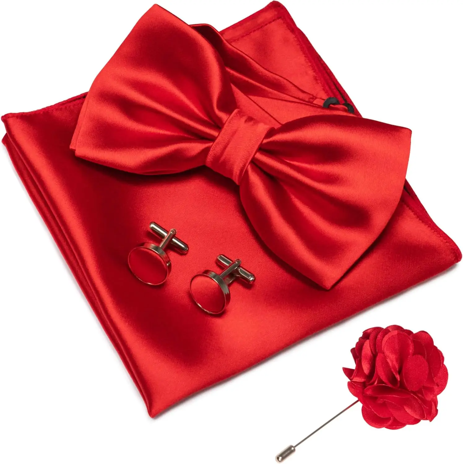 Solid Color Pre-tied Bow Tie and Pocket Square Cufflinks Set with Gift Box
Solid Color Pre-tied Bow Tie and Pocket Square Cufflinks Set with Gift Box