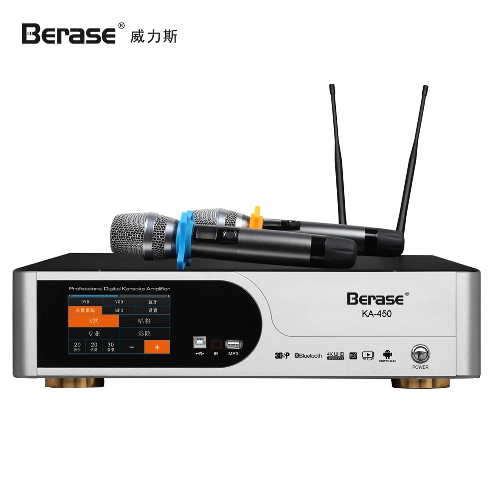 Berase New style KA-450 wireless microphone audio effect 450W power amplifier with VOD&buleteeth
Berase New style KA-450 wireless microphone audio effect 450W power amplifier with VOD&buleteeth
