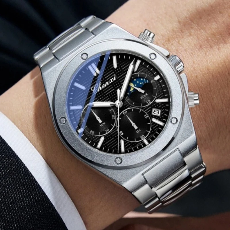 Роскошные мужские кварцевые часы, водонепроницаемые, светящиеся, многофункциональные, модные, повседневные, деловые наручные часы, лучший бренд, часы с календарем для мужчин
Роскошные мужские кварцевые часы, водонепроницаемые, светящиеся, многофункциональные, модные, повседневные, деловые наручные часы, лучший бренд, часы с календарем для мужчин