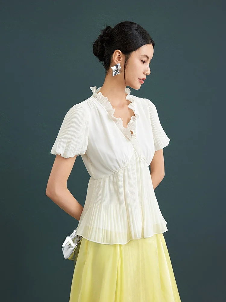 Женский шелковый топ Jiancha "Парижские воспоминания" класса люкс, плотный, плиссированный, с V-образным вырезом, воздушный, для повседневной носки, свободного кроя, с коротким рукавом
Женский шелковый топ Jiancha "Парижские воспоминания" класса люкс, плотный, плиссированный, с V-образным вырезом, воздушный, для повседневной носки, свободного кроя, с коротким рукавом