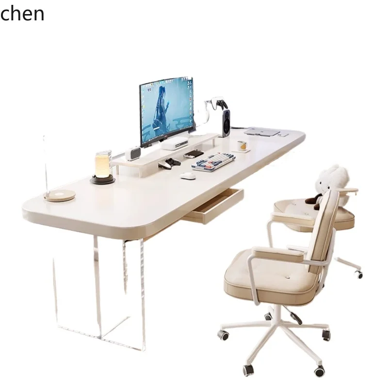 HTT solid wood desk acrylic suspended desk study desktop computer table cream wind living room double long table
HTT solid wood desk acrylic suspended desk study desktop computer table cream wind living room double long table