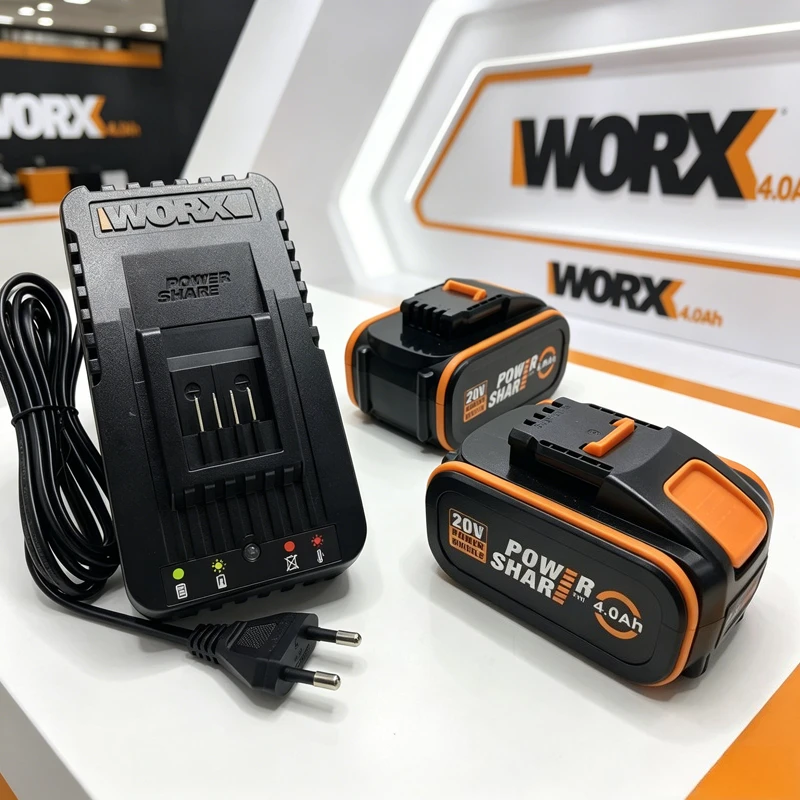 WORX WA3639 20V 4.0Ah PowerShare battery with LED charging indicator, compatible with all WORX 20V tools, high-power battery.
WORX WA3639 20V 4.0Ah PowerShare battery with LED charging indicator, compatible with all WORX 20V tools, high-power battery.