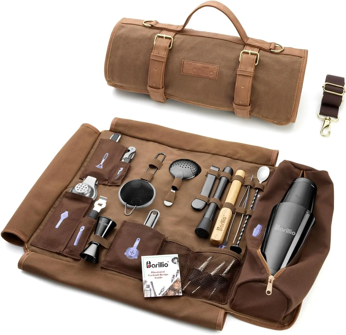 Bartender Kit Bag with Black Cocktail Shaker Set - Waxed Canvas, Traveling Bar Tools Bag with 17-Pc Cocktail Kit - Travel Mixolo
Bartender Kit Bag with Black Cocktail Shaker Set - Waxed Canvas, Traveling Bar Tools Bag with 17-Pc Cocktail Kit - Travel Mixolo